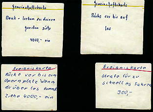 Handwritten Gemeinschafts- and Ereignis cards.