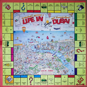 Game board with Dubai city map.
