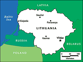 Map of Lithuania.