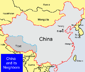 Map of China and its neighbors.
