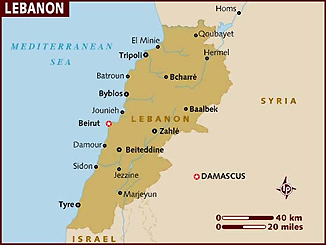 Map of Lebanon.