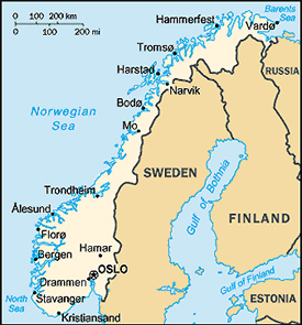 Map of Norway.
