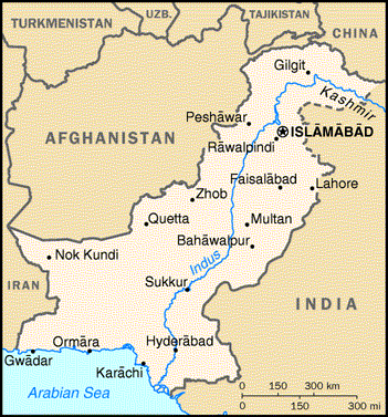 Map of Pakistan.