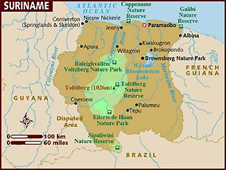 Map of Suriname.