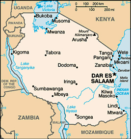 Map of Tanzania.