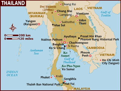 Map of Thailand.