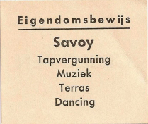 Savoy kaartje.