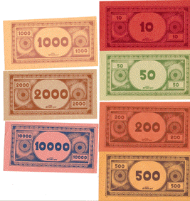 Banknotes of all color edged boxes, ±1950.