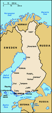 Kaart van Finland.