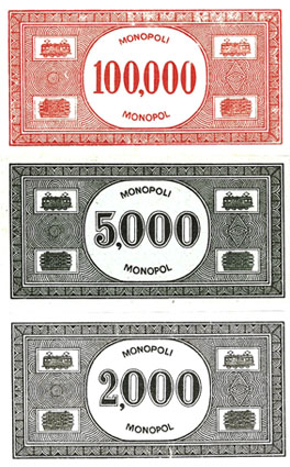 3 of 7 banknotes of the 1944  edition.